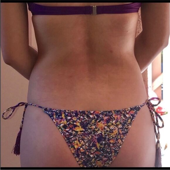 NWT Purple Floral Fringe Cheeky Bikini - Size Small - Picture 2 of 16